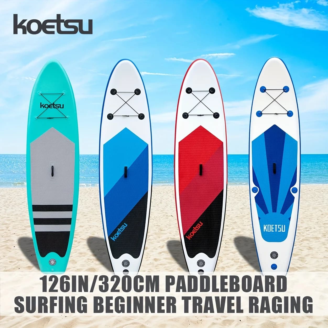 KOETSU 320 Pagaia gonfiabile SUP in piedi Tavola singola, per sport acquatici all'aperto, surf, canottaggio, tempo libero