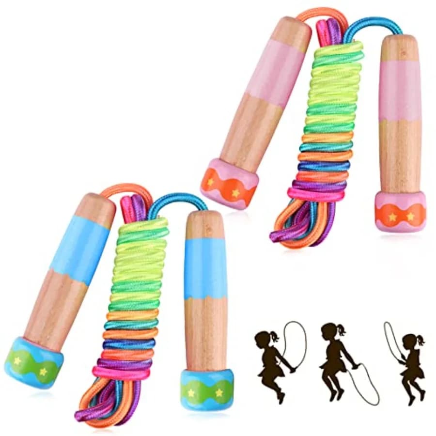 Corda per saltare, corda per saltare regolabile, corde per saltare con manico in legno per ragazze e ragazzi, corde per saltare con peso per allenamento fitness