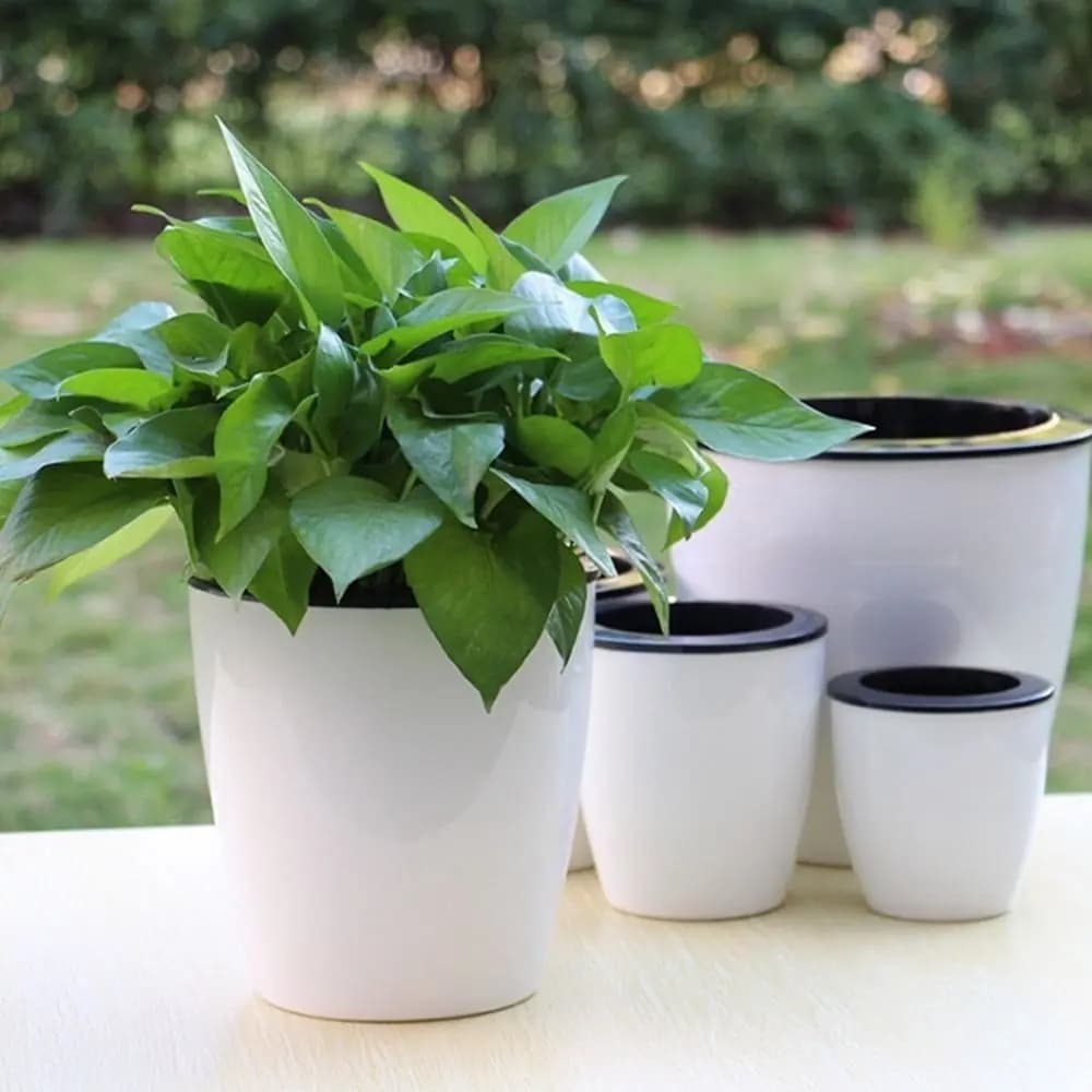 Vaso per Piante in Resina Rotondo, Decorazione da Scrivania, Accessorio per Ufficio e Giardino, Arredo Casa