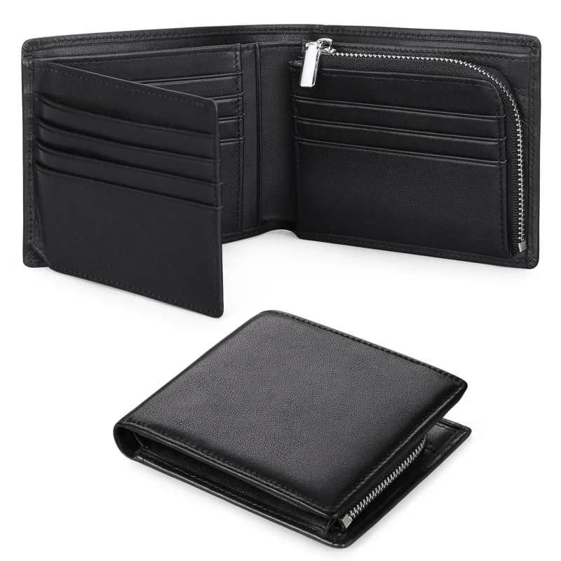Portafoglio da uomo in vera pelle con blocco RFID Portamonete in pelle di vacchetta Portafoglio alla moda con slot per schede multiple