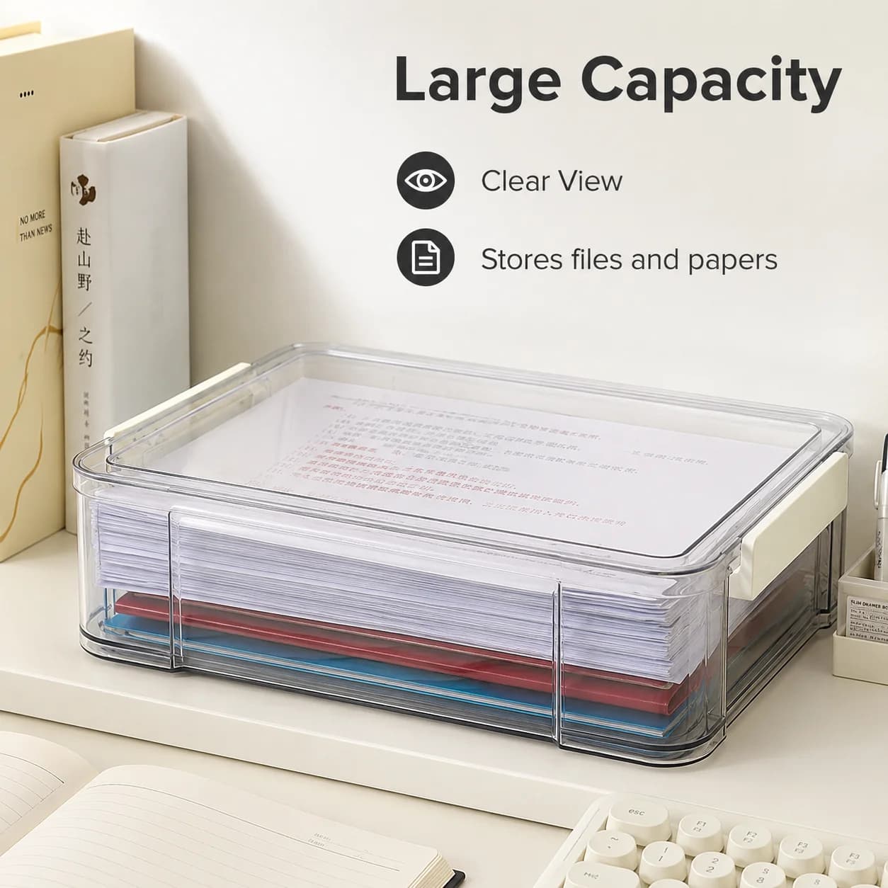 PET Transparent Document Organizer Box A4 Paper Storage Holder Desktop File Tray Office Folder Container Space Saving Storage