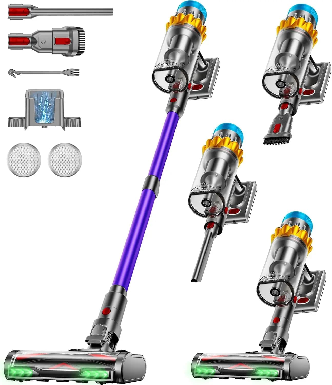 Powerless 60KPA Wireless Vacuum Cleaner, 75 Minutes of Autonomy, 650W Motor, Self-supporting, for Home and Home Animals