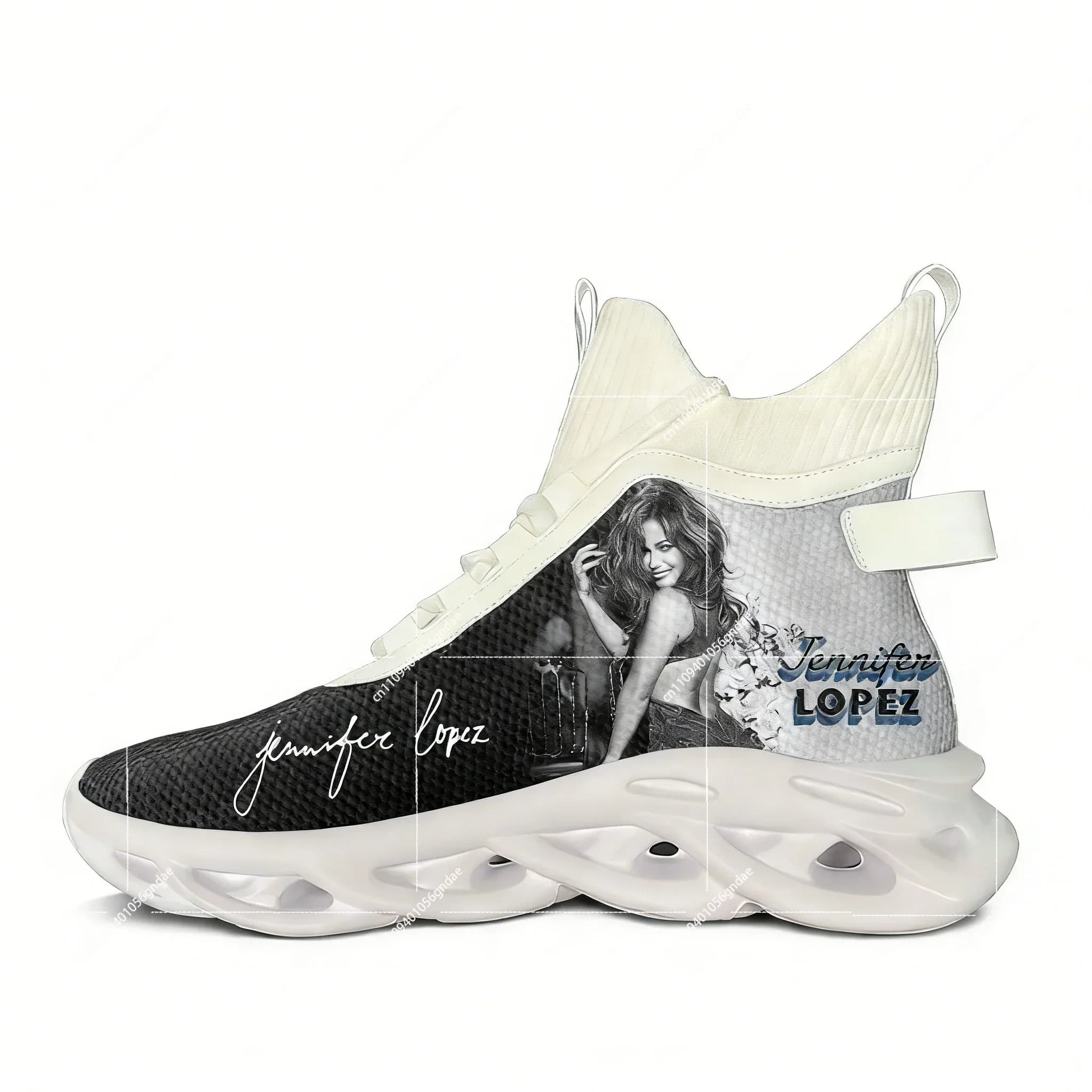 Jennifer Lopez Hip hop Singer High Top Flats Sneakers Uomo Donna Scarpe da trekking Scarpe da viaggio Scarpe da alpinismo Scarpe da corsa