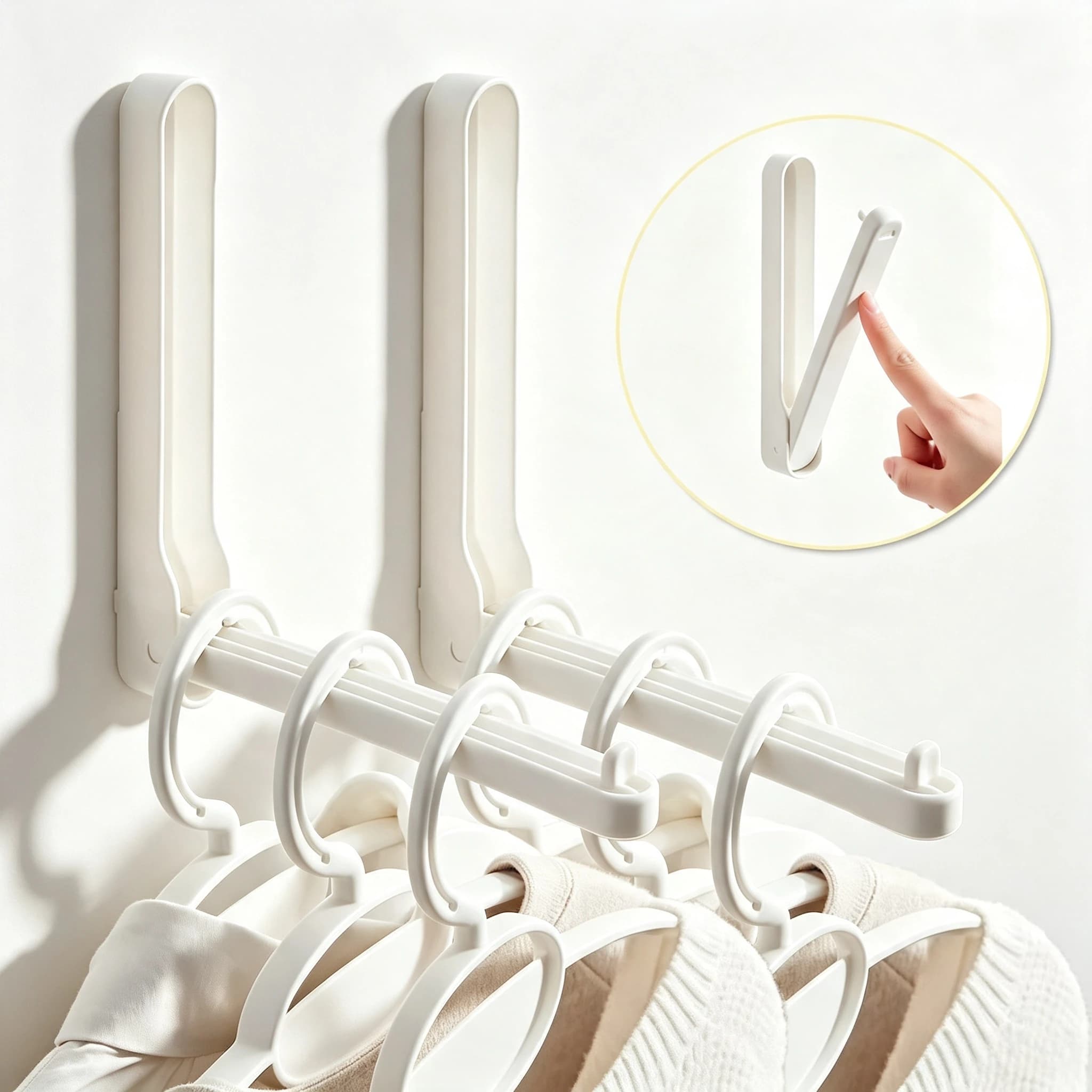 1/2pc Clothes Hanger Organizer, Non-perforated Bedroom Organizer Multi-functional Household Foldable Clip-fixed Easy To Organize
