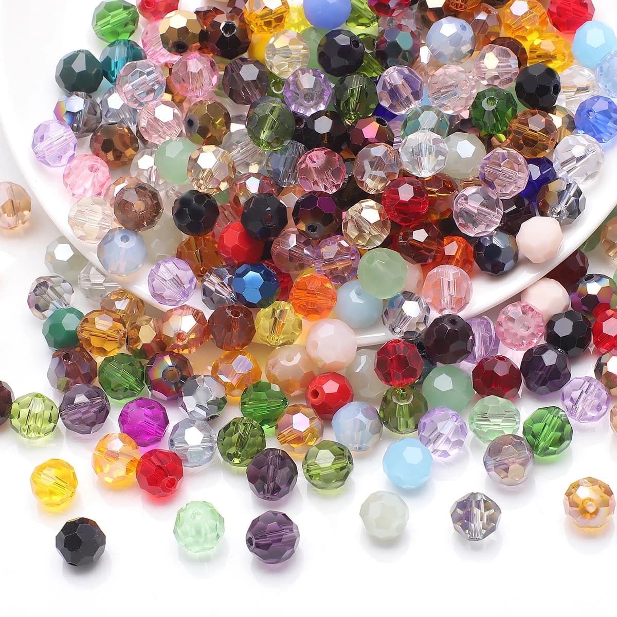 3/4/6/8mm traslucido cristallo ceco perline sciolte sfaccettato colorato distanziatore per orecchini braccialetto di fascino fai da te all'ingrosso