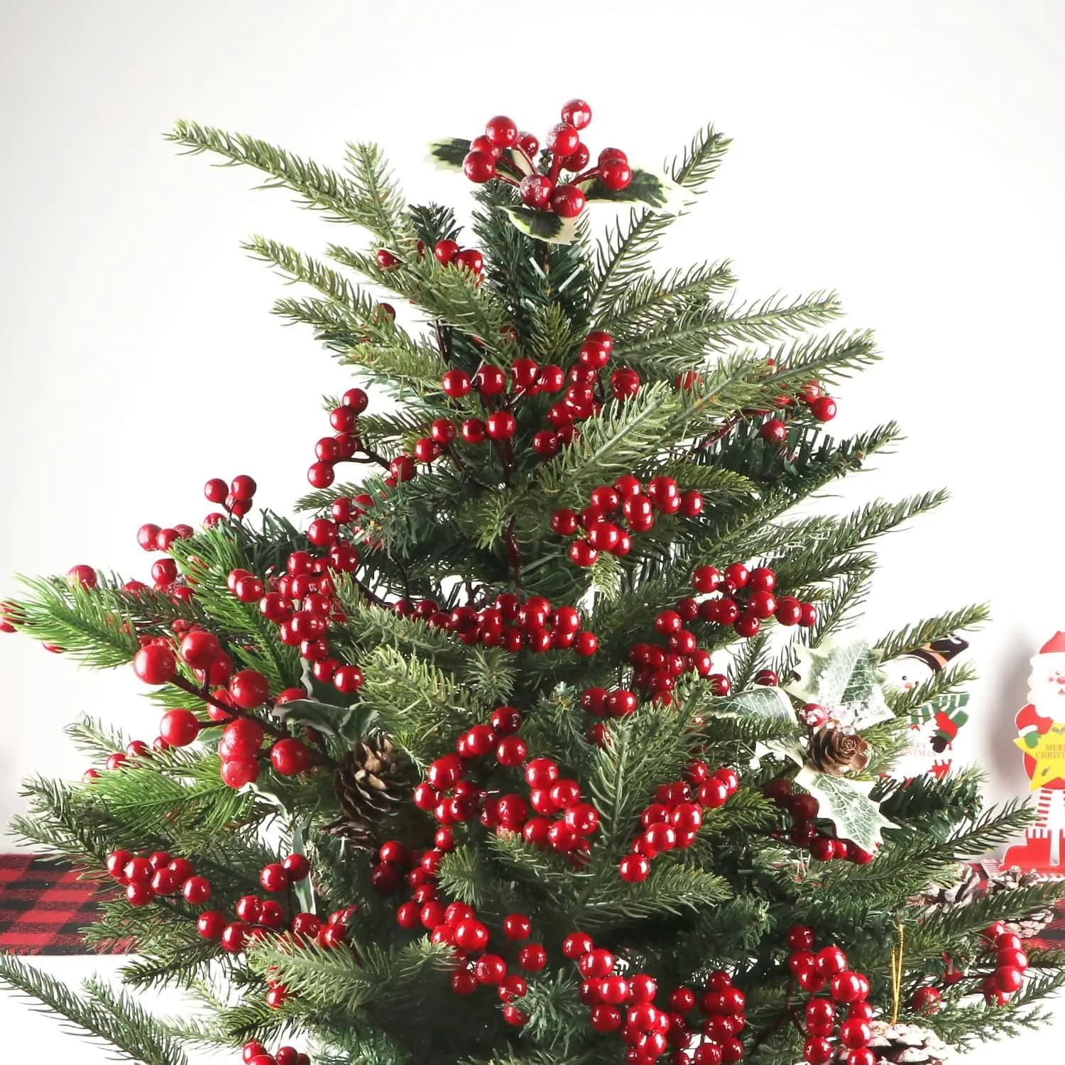30/60pc Artificial Plant Holly Little Red Fruit Wholesale Halloween Christmas Home Wedding Party DIY Gift Decoration Flower Prop