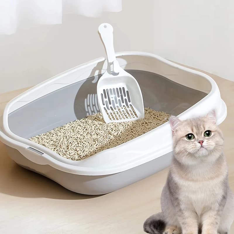 Semi-enclosed Cat Litter Box Spatter-proof Cat Toilet Litter Box Large Kitten Cleaning Cat Poop Litter Box Pet Cats Supplies