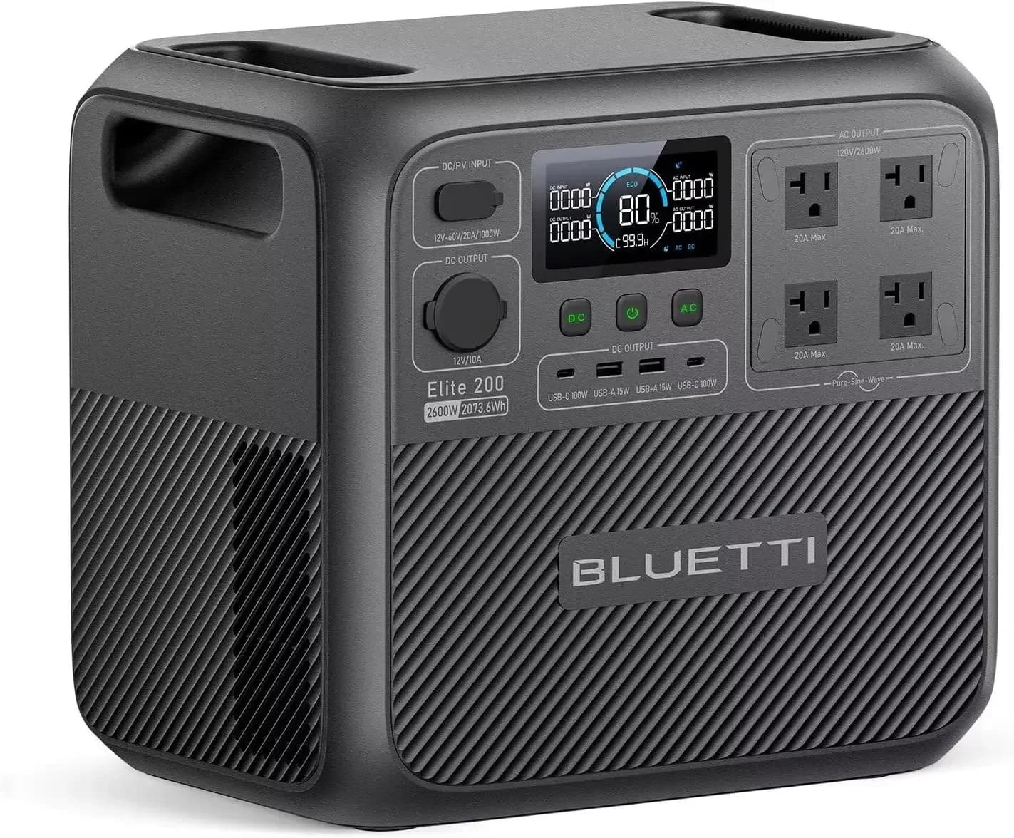 BLUETTI Elite 200 V2 Portable Power Station, 2073.6Wh LFP Battery Backup W/ 4 2600W AC Outlets (3900W Power Lifting), 0-80% Fast Charging in 50 Min, Solar Generator for Camping, Off-grid