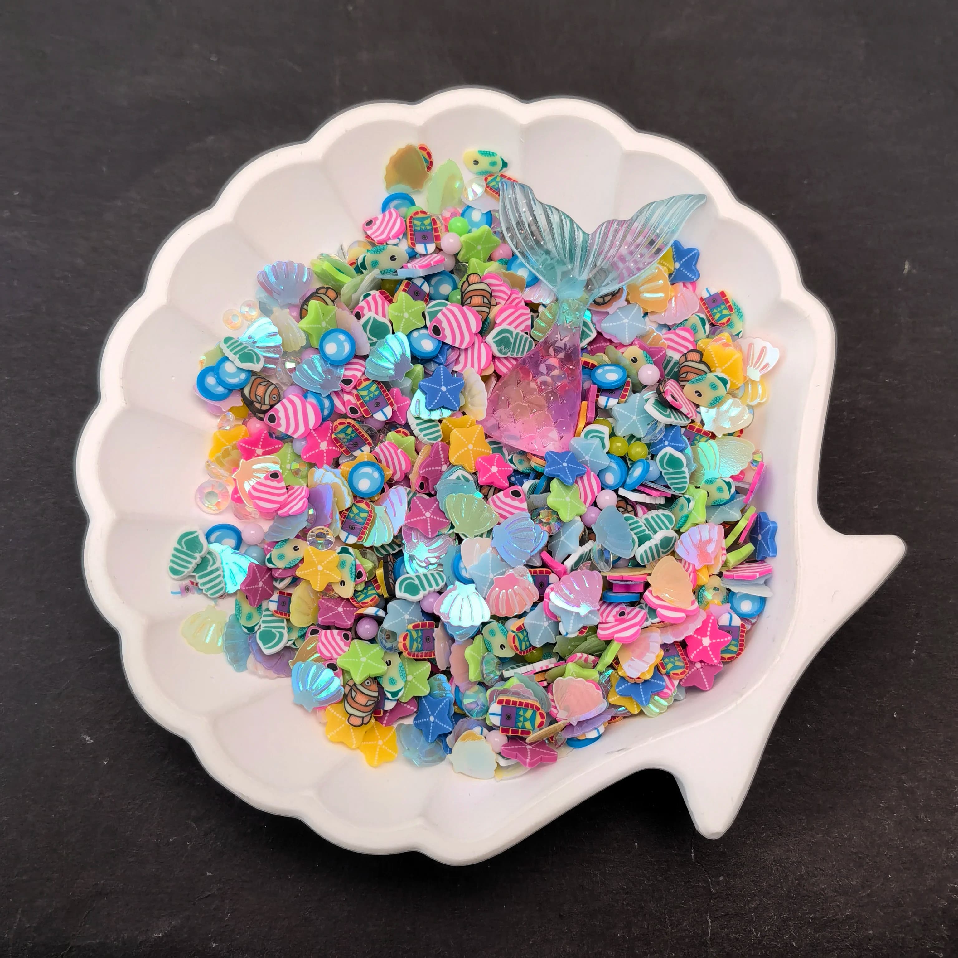Piccoli sacchetti fai da te melma spruzza serie oceano guscio misto pesce stella marina mix argilla polimerica spruzza fette