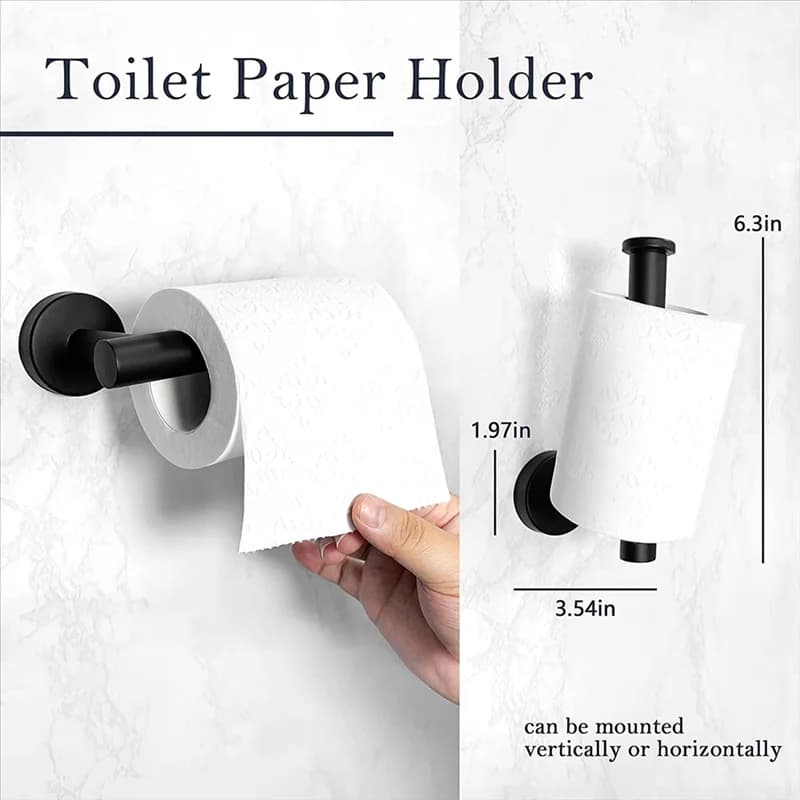 A45I Set di accessori da bagno nero opaco da 14 pezzi, set di accessori da bagno in acciaio inossidabile, set di portasciugamani da bagno,