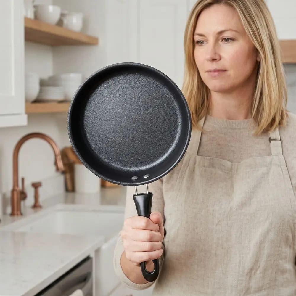 Anti-adhesive pan with comfortable handle, thick and resistant to Macchie, for Omelette and Eggs, Frying Grid