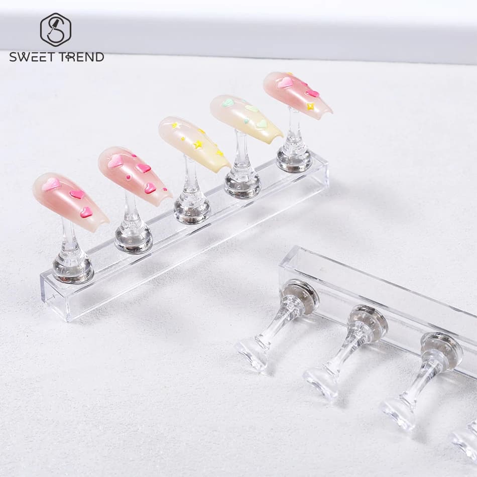 1 Set Espositore Magnetico per Unghie Finte, Supporto per Pratica Smalto Gel, Espositore in Acrilico per Nail Art, Strumenti per Salone di Bellezza