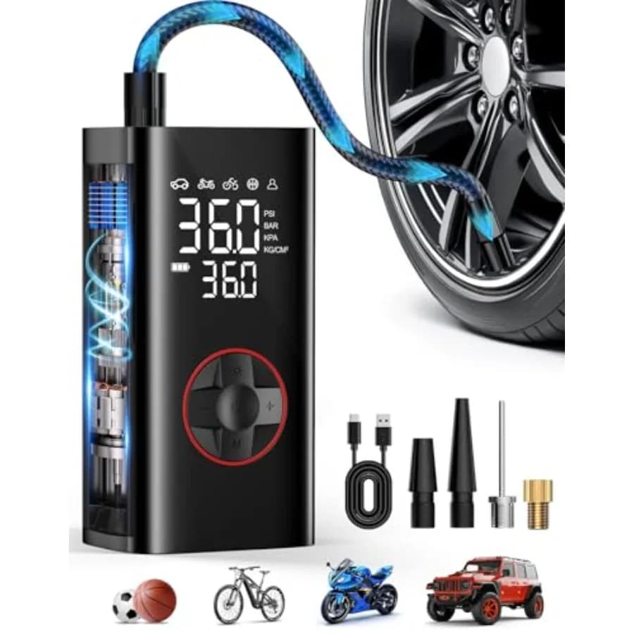 Compressore d'aria portatile per pneumatici per auto Gonfiatore per pneumatici senza fili 150PSI per pneumatici con manometro incorporato Spegnimento automatico