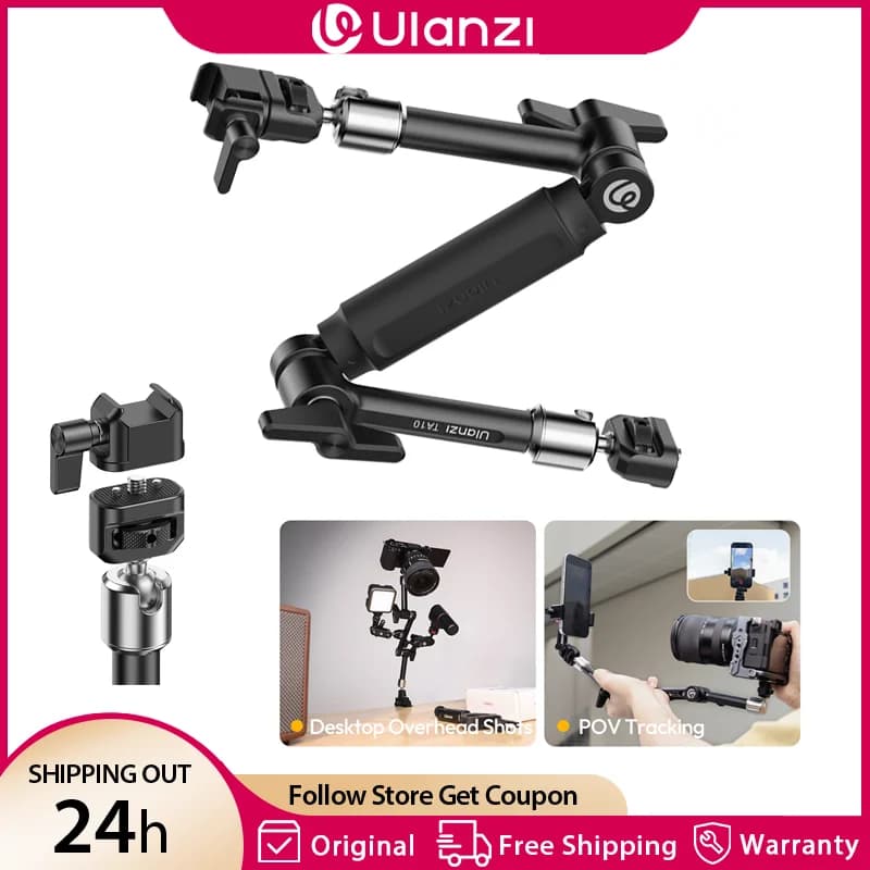 Ulanzi TA10 Braccio articolato magico da 43 cm con foro per vite da 1/4 "3/8" NATO 3 sezioni per accessori per fotocamera con luce per monitor DSLR
