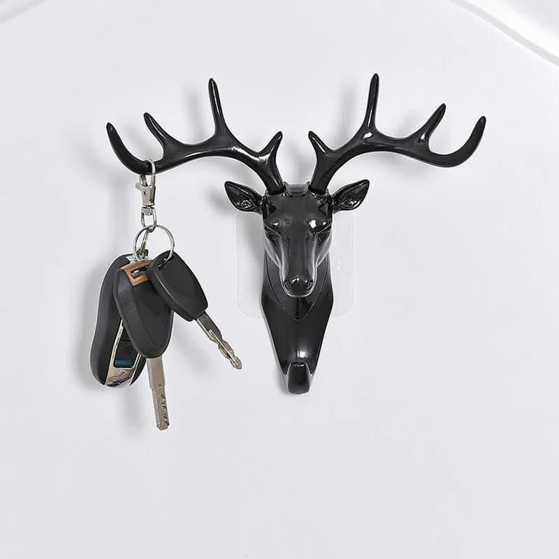 Hanger with deer horn for wall decoration - vintage, with hooks for hanging clothes, hats, scarves, keys