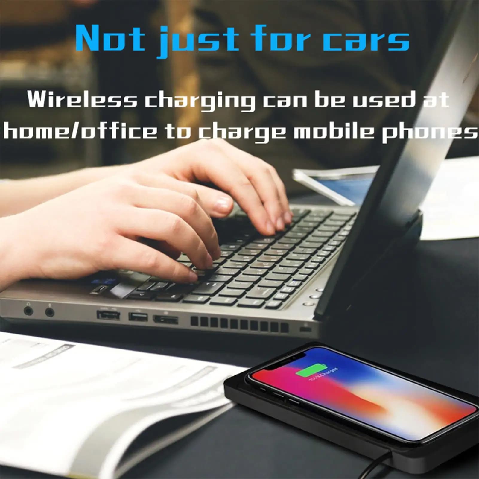 Caricatore Wireless per Auto, Base di Ricarica Senza Fili per Telefono con Cavo da 39 Pollici, Tappetino Antiscivolo a Rilevamento Automatico per Veicoli