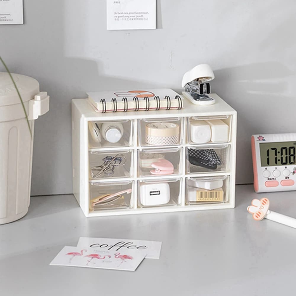 1PC Nove Palace Grid Piccolo cassetto Scatola di immagazzinaggio di gioielli Dormitorio per studenti Cancelleria per desktop Piccolo oggetto di archiviazione Cassetto trasparente