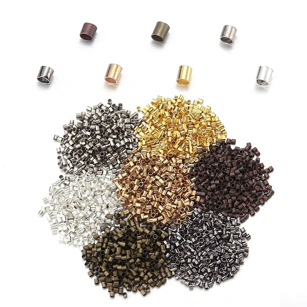 500pcs/lot Copper Positioning Beads Tube Shape Stopper Crimp End Loose Spacer Beads For DIY Jewelry Making Necklace Bracelet