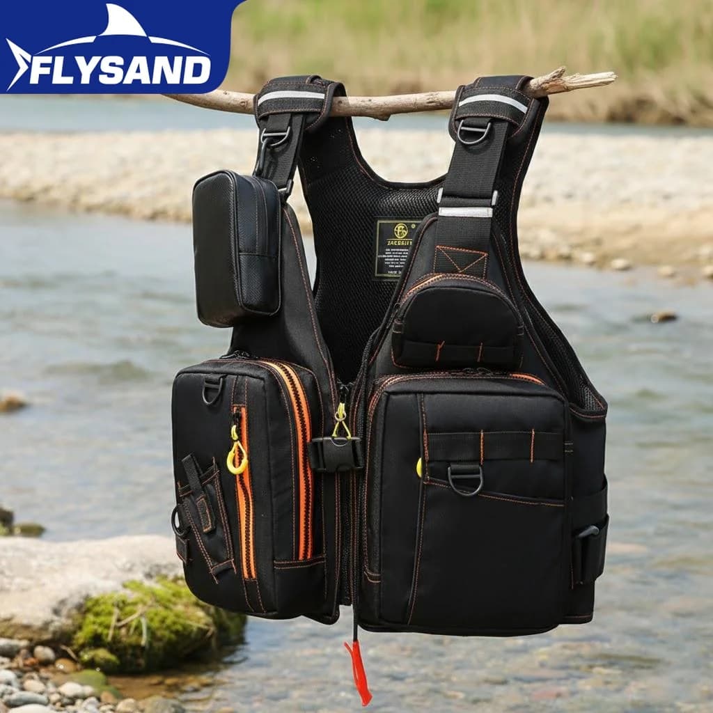Gilet da Pesca Multifunzionale per Esterni, Giubbotto di Salvataggio con Tasche Portaoggetti, Gilet Galleggiante