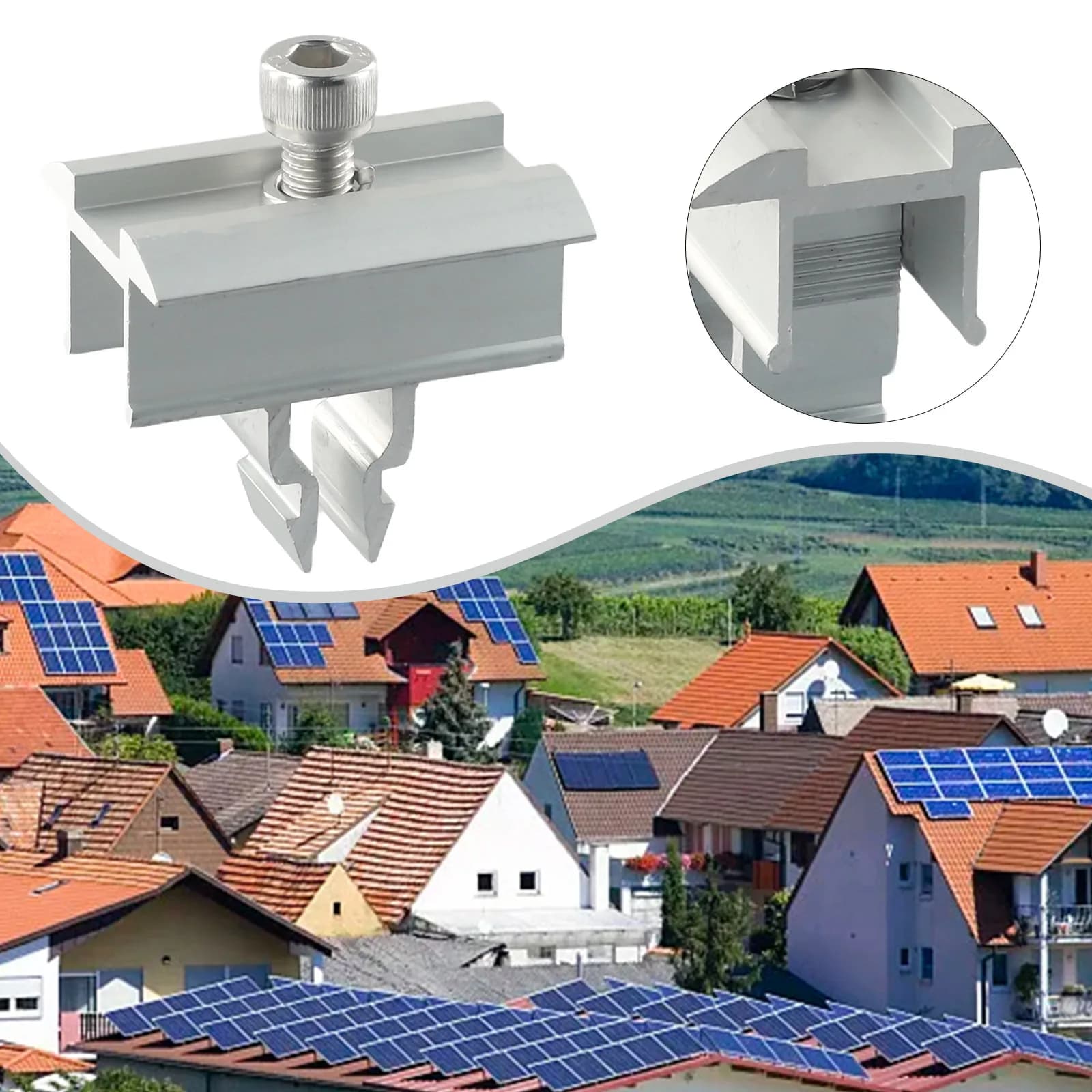 1pcs Solar Panel Clamp Quick Solar Pv Module Fastening Middle End Clamp For 30-50mm Photovoltaic Solar Panel Rail Bracket Clip