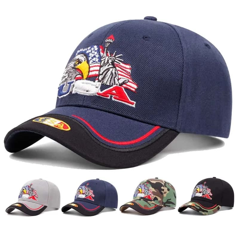 Berretti da baseball unisex con ricamo aquila USA Cappelli casual regolabili per esterni primaverili e autunnali Cappello per protezione solare