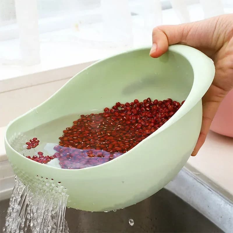 Setaccio per riso in plastica Colino Cestello di scarico da cucina con manici Ciotola per riso Cestello per filtro Lavello per verdure Bacino di scarico Utensili da cucina