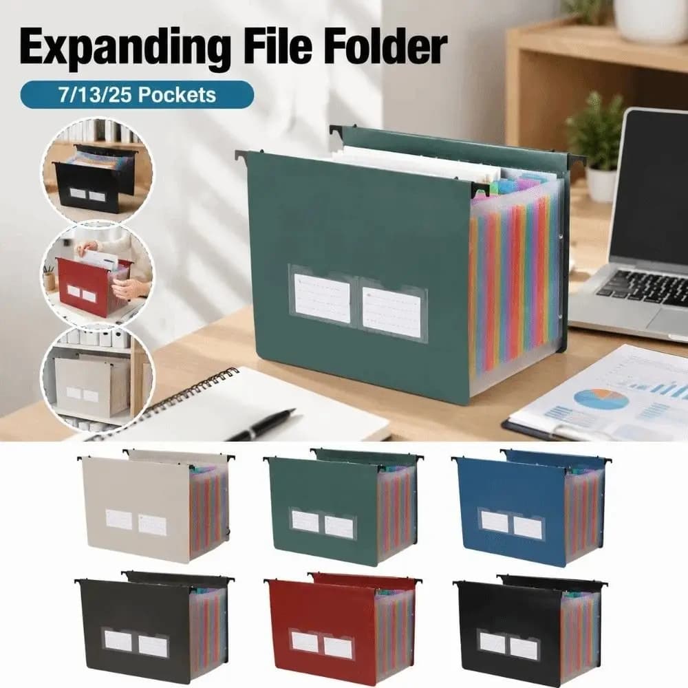 7/13/25 Pockets Expanding File Folder Waterproof Dustproof Test Paper Storage Bag Multifunctional Large Capacity
