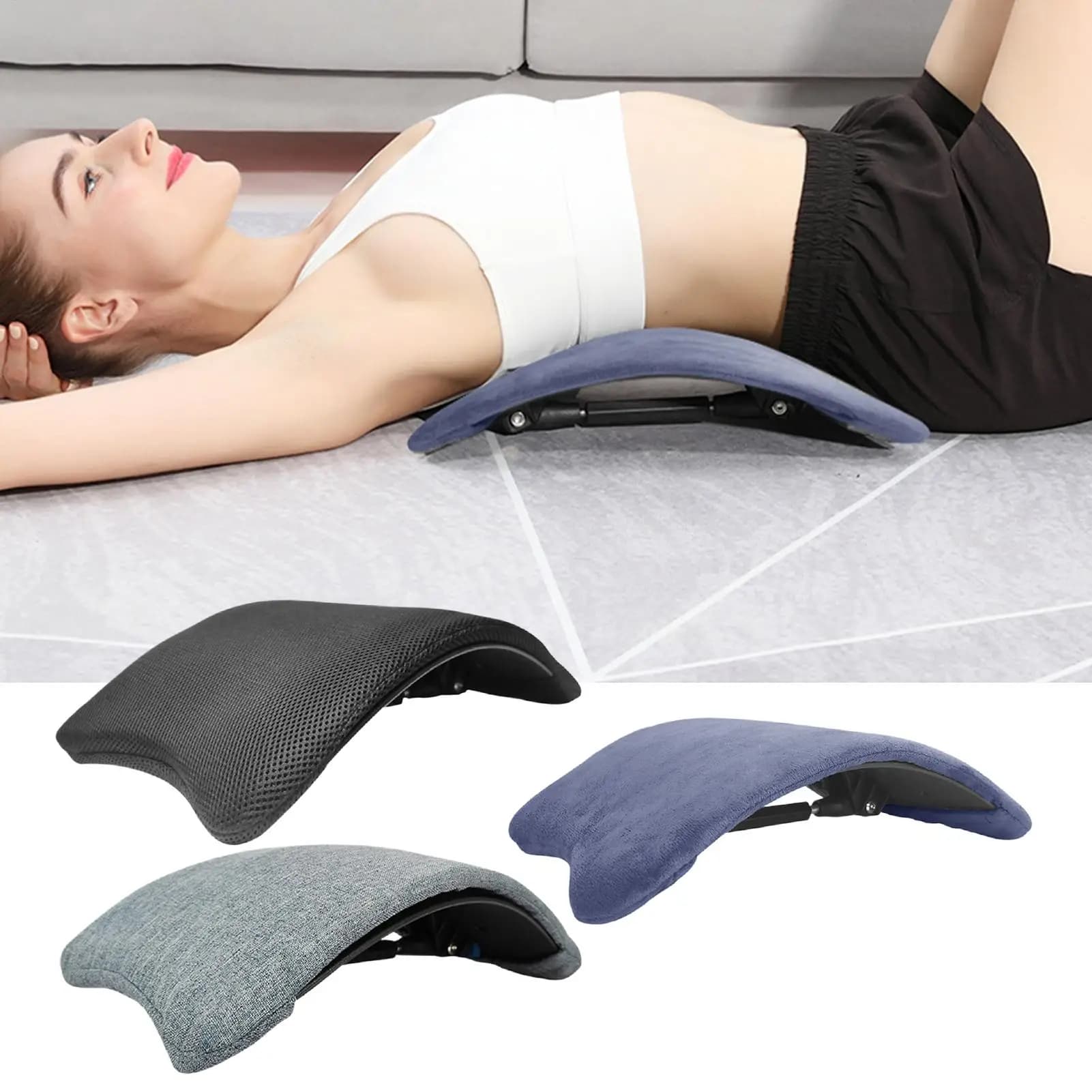 Dispositivo di supporto lombare regolabile Dispositivo portatile per cracking della schiena del cuscino per le donne Allineamento Home Travel Yoga Fitness Esercizio