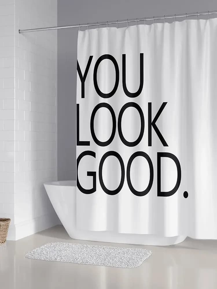 Simple Letter Black White Shower Curtains Design Bathroom Curtain Nordic Home Decor Bathroom Accessories Bath Screen with Hooks