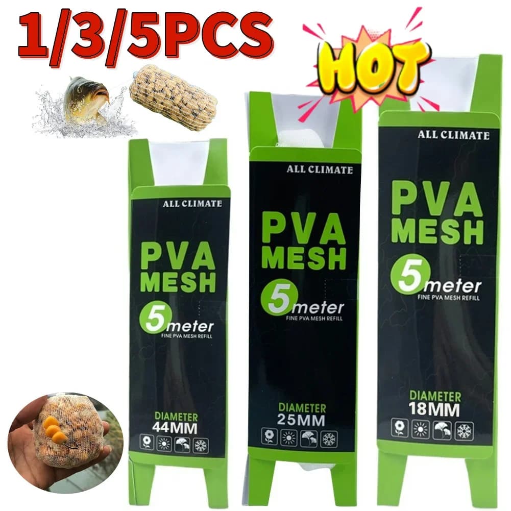 1-5PCS PVA Fishing Footage Wrap Fishing Wrap Mesh Soluble Mesh Underwater Net Running Universal 18/44mm Fishing Equipment