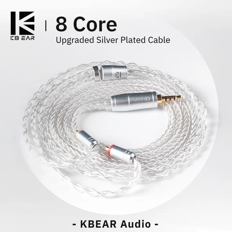 KBEAR 8 Core Wired silver earring cable updated 2PIN/MMCX/ QDC Gaming Headphones KBEAR KS1 KS2 TRI Meteor IEM