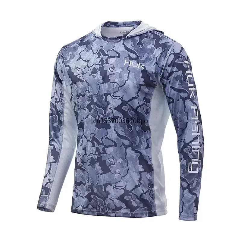 Camicie da pesca Felpe con cappuccio da uomo a maniche lunghe Abbigliamento UV da esterno Cappotto con cappuccio Protezione solare Maglia da pesca a secco traspirante antizanzare