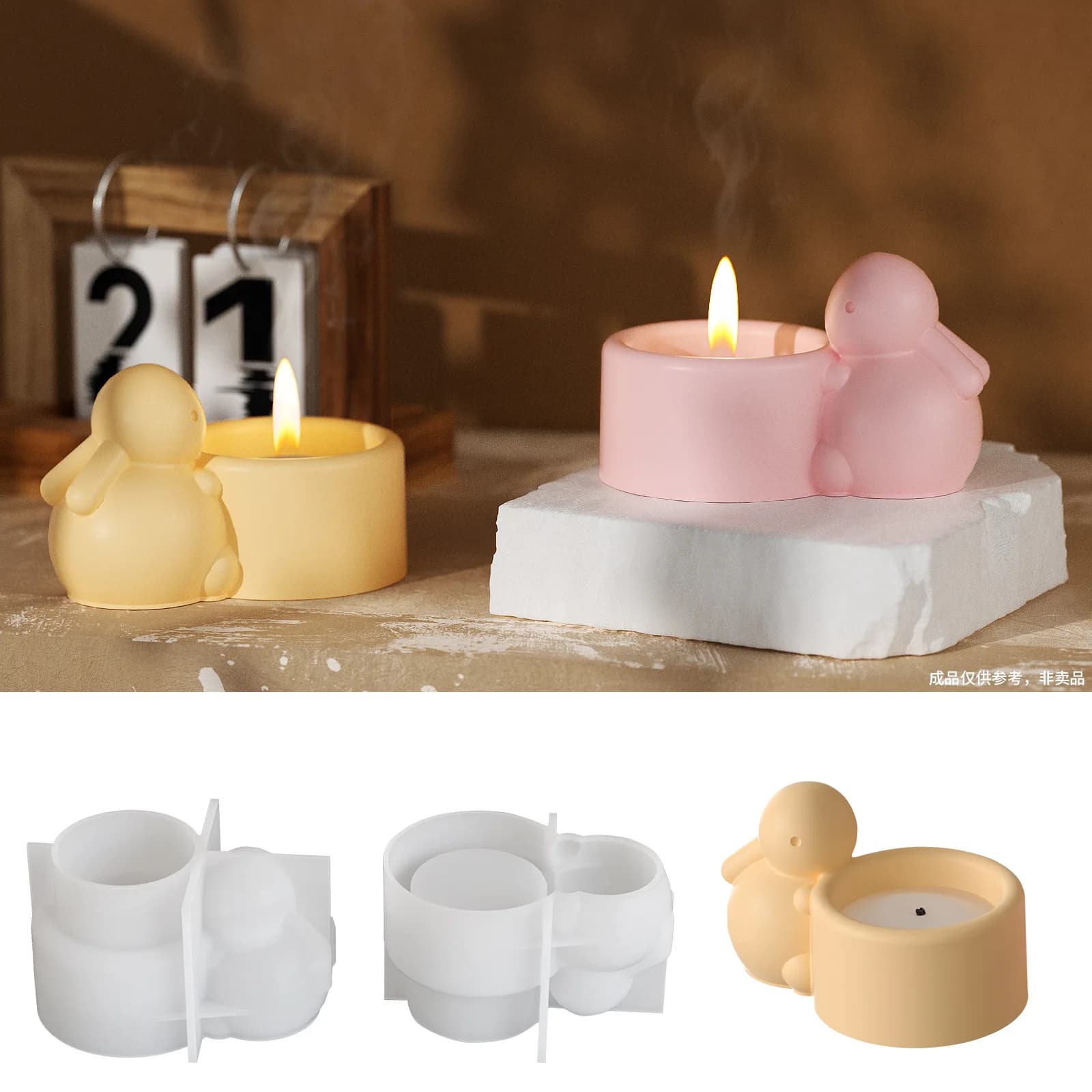 New Cute Rabbit Candle Candle Silicone Mold DIY Gesso Rabbit Candle Organizing Cup Anti Drop Mold Vase