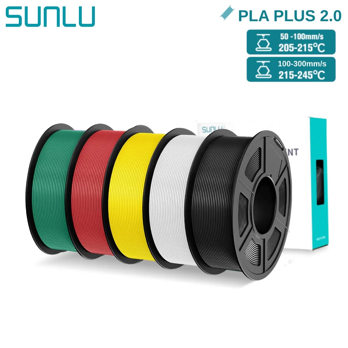 3D SUNLU PLA+2.0 5KG, PLA PLUS Improved 1.75mm, Precise Wrap, FDM 3D Printing Material Colored Coil