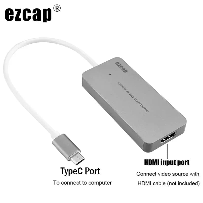 Scheda di acquisizione audio video HDMI a USB 3.0 Type-C, box di registrazione giochi 1080P 60fps per PS4, PS5, fotocamera, laptop, PC, live streaming, TV Box