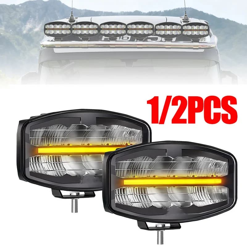 1/2 pz 10 pollici faro riflettore camion ausiliario quadrato guida auto flash led luce da lavoro fuoristrada per fuoristrada 4x4 rimorchio