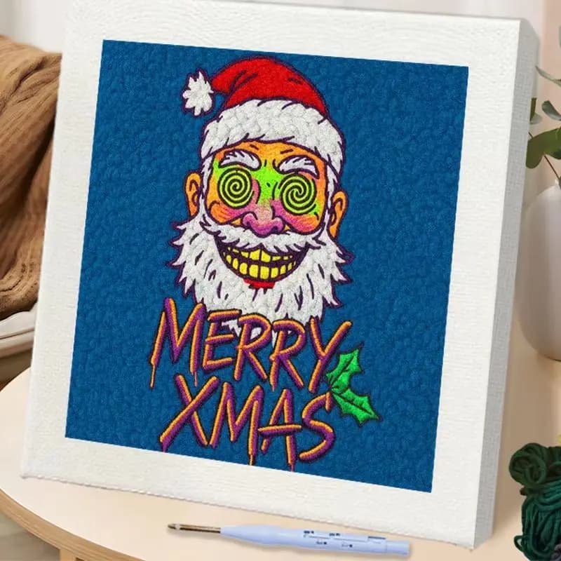 RUOPOTY Punch Needle Kit Crafts Happy Santa Claus Art Kits For Adults Christmas Punch Needle Embroidery Kit Unique Gift Diy Kit