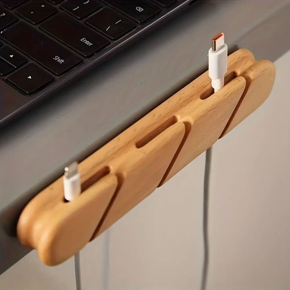 Morsetto per Cavi in Legno Portatile a 2/3 Slot, Autoadesivo, Universale, Salvaspazio, Organizzatore di Cavi per Ufficio