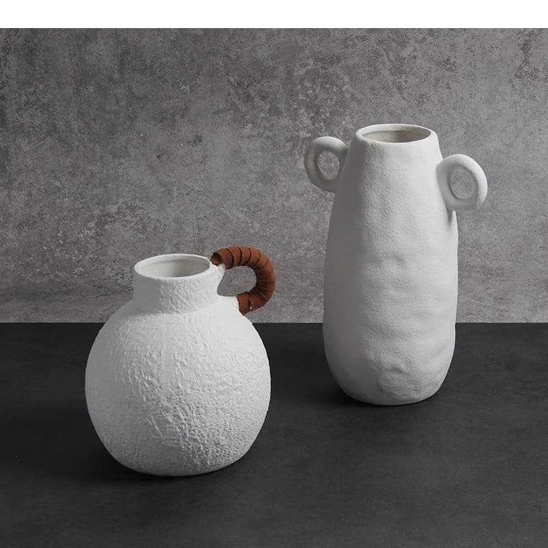 Minimalist Matte Ceramic Vase White Porcelain Plants Pots Decorative Artificial Flowers Floral Arrangement Nordic Home Decor