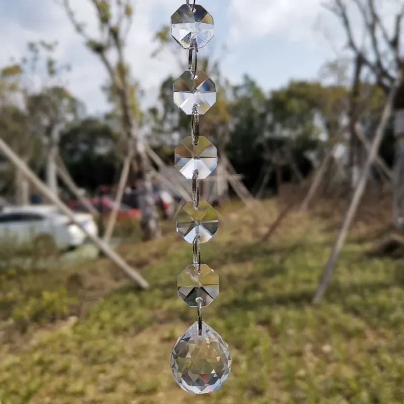 Crystal Octagon Beads Chain Chandelier Prism Pendant Light Garland Hanging Suncatcher Glassl Prisms Wedding Decor Sun Catcher