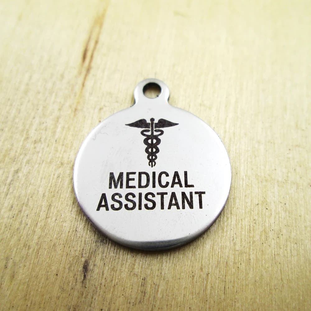 20 pezzi-Assistente medico Caduceo Ciondoli medici in acciaio inossidabile - Incisi al laser - Personalizzati - Pendenti con ciondoli fai da te