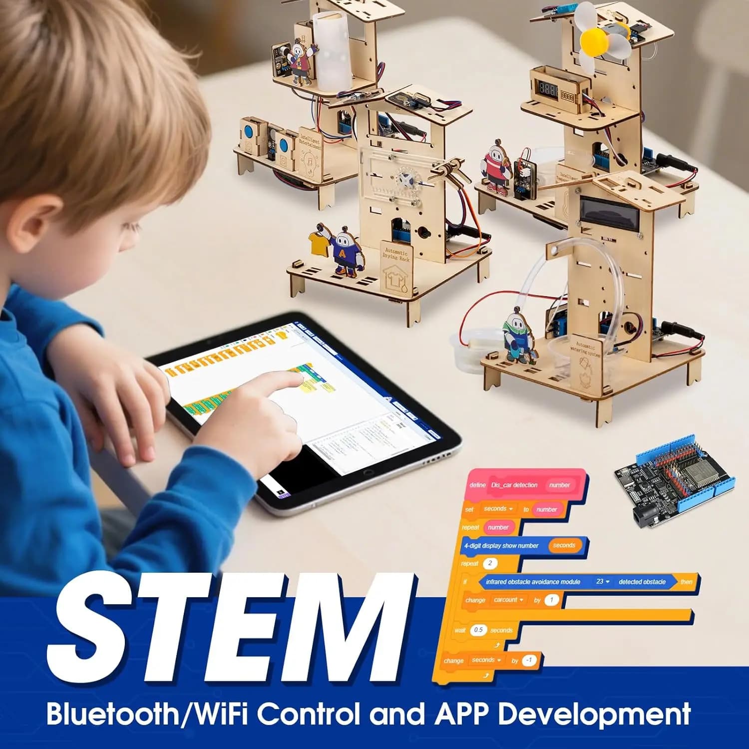 Set of 8 pieces ESP32 STEM Educational home kit for Arduino STEM Robotics Science Kit for Kids Engineering Projects STEAM Kit
