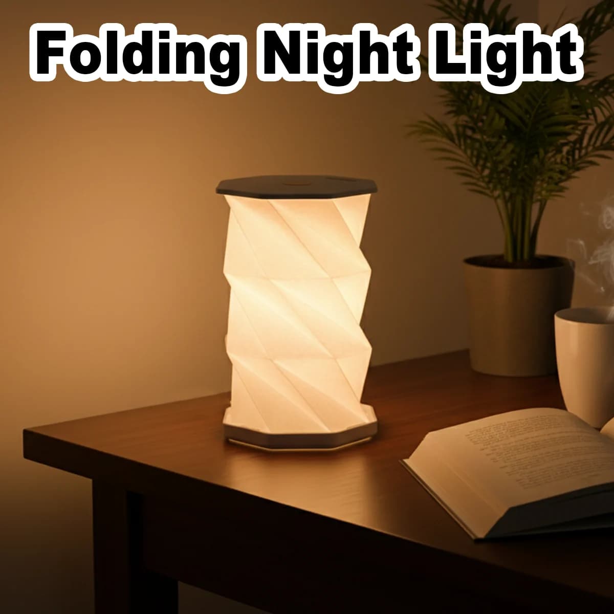 Foldable table lamp, dimmable portable light, modern, in paper, per bedroom, home decoration, bedside table, touch control, LED