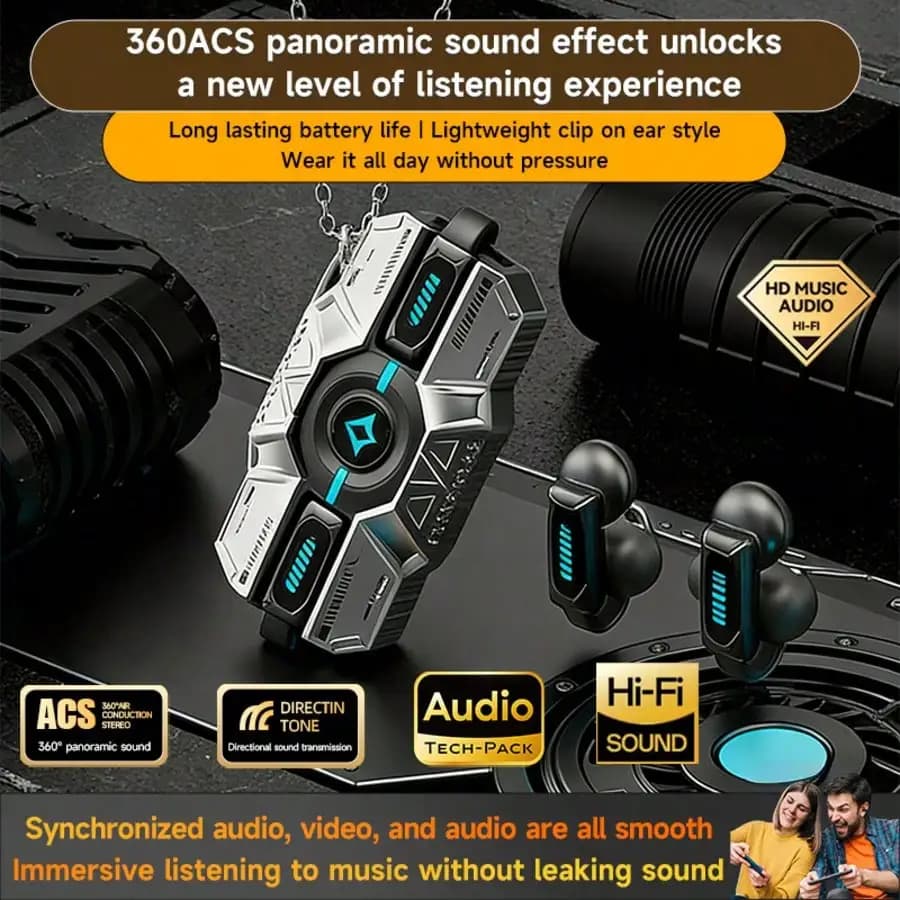New Senyang New Mech Gaming Clip-On Sports Headphones Fasion Comfortable Headset Music Deep Bass Hanging Earbuds Video TWS HIFI Dolby ACC Stereo HD Calling Earphones For Android Compatible With Iphone Couples Earpieces Smart Headphones For Valentine's Day