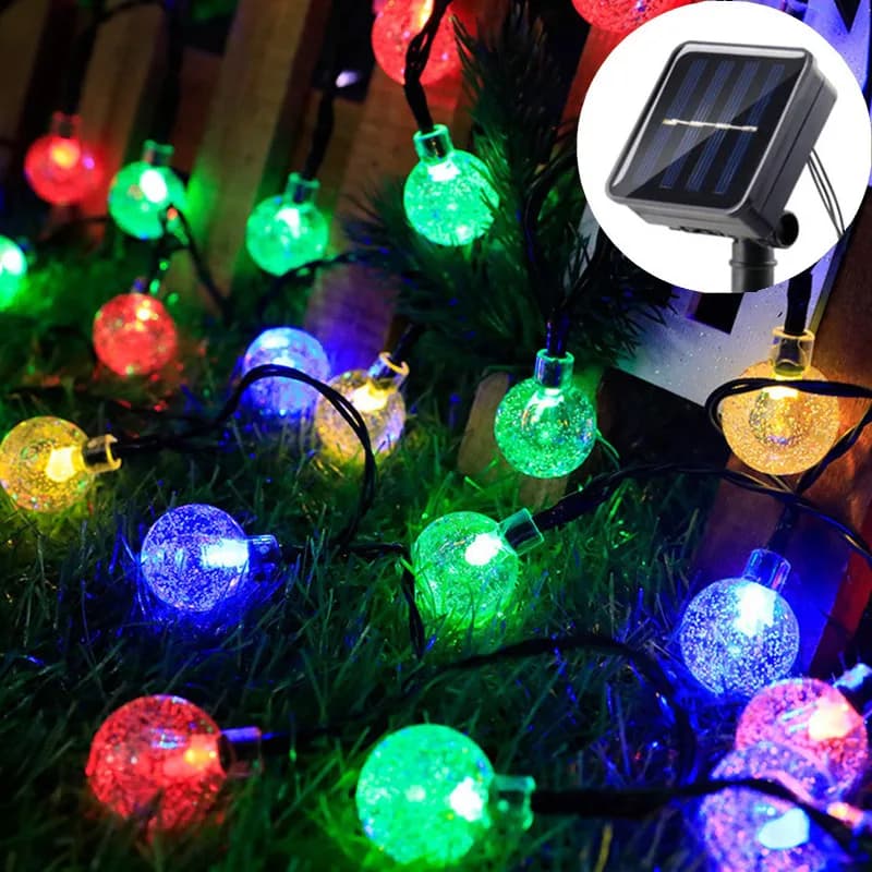 Luci a stringa LED a globo di cristallo solare, 8 modalità di illuminazione, luci a bolle per decorazioni da giardino, matrimoni, feste e strade