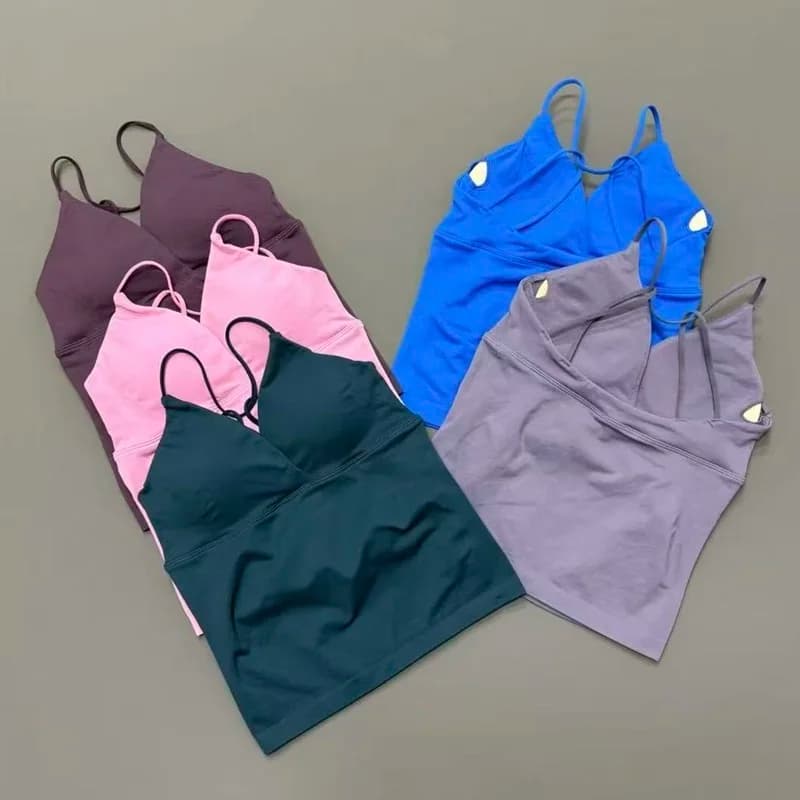 Top sportivo lungo da donna Vision Twist Front per palestra, yoga, fitness, pilates, ad asciugatura rapida, con spalline sottili, effetto push-up.