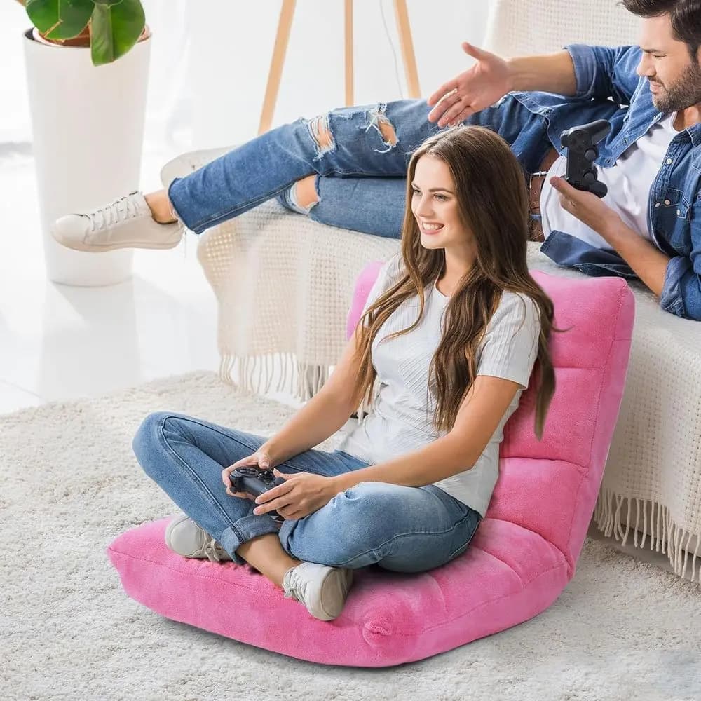 Sedia da Gaming Ergonomica Rosa con Supporto Lombare Regolabile per un Comfort Ottimale durante il Relax e la Lettura