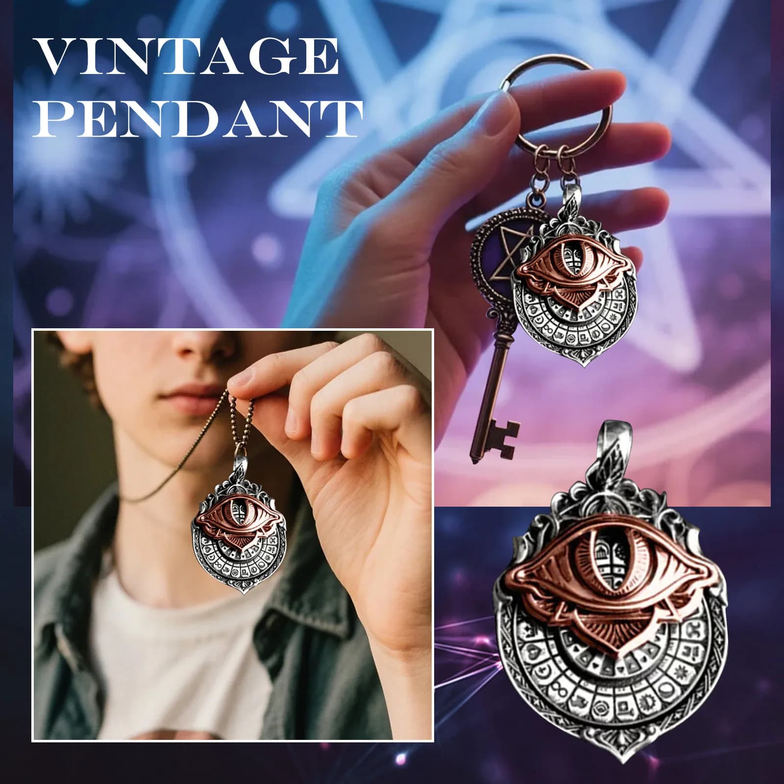 Collana con ciondolo Vision dei tarocchi fatta a mano, collana con occhio che tutto vede, ciondolo con carta, gioielli di divinazione mestica, ciondolo con collana di guida spirituale
