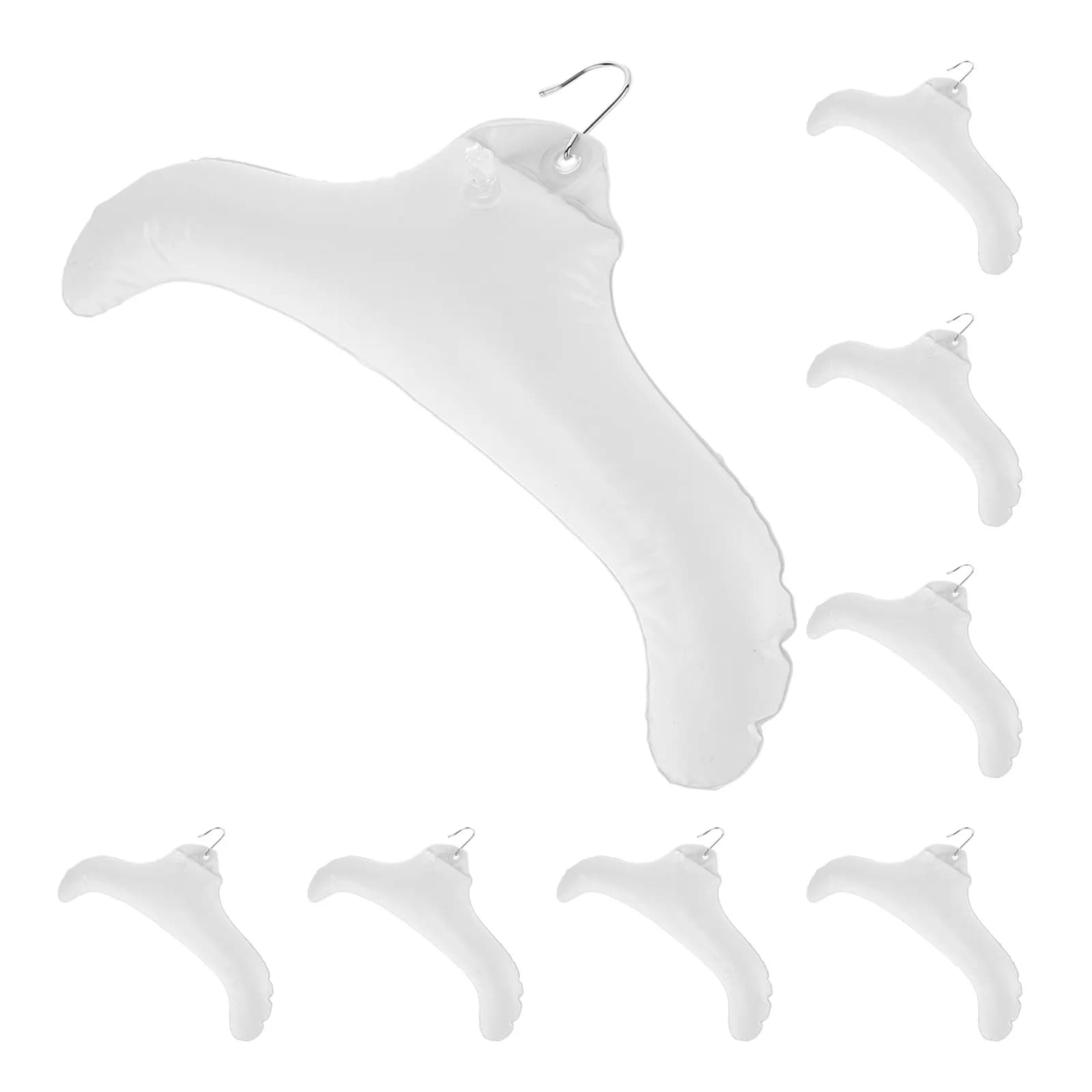Set di 8 Appendiabiti Gonfiabili Pieghevoli in PVC, Organizzatore Portatile per Vestiti da Viaggio, Stendibiancheria Salvaspazio, Appendiabiti Bianchi