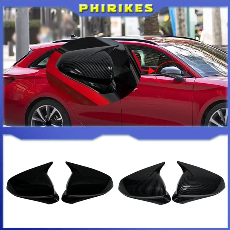 Pair Black For Seat Leon MK4 Cupra 2020 2021 2022 2023 2024 Side Rearview Mirror Cover Caps Add on Car Accessories
